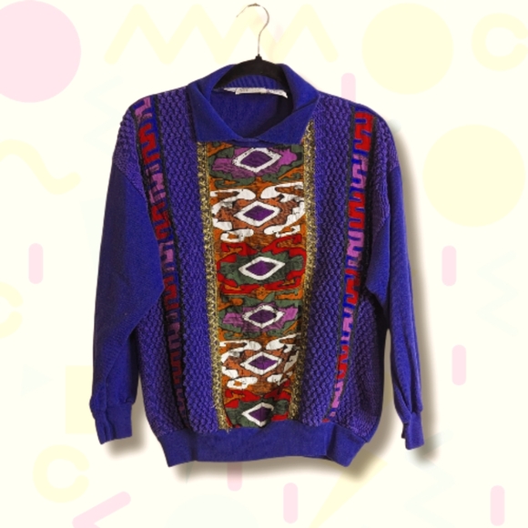 Purple vintage sweater from the '80s. Amazing! Size M - Picture 1 of 7
